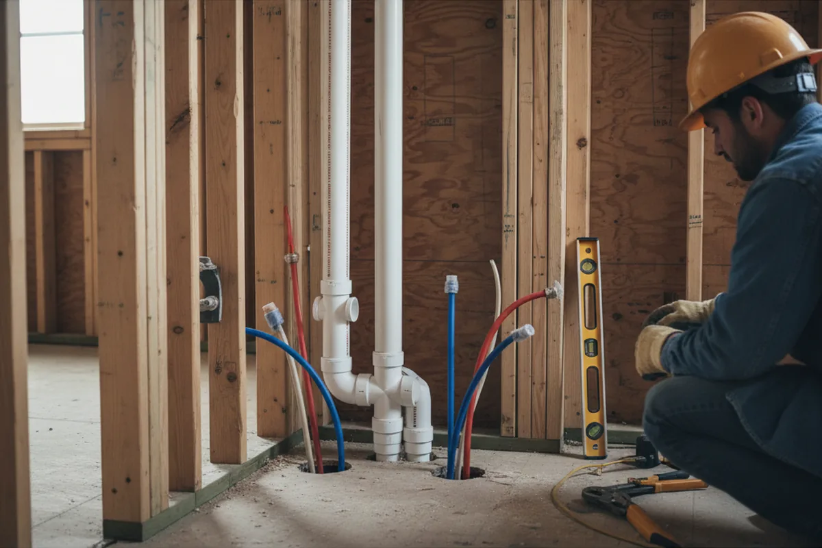 Drain and supply rough-in during Sump Pump Repair in Carson City